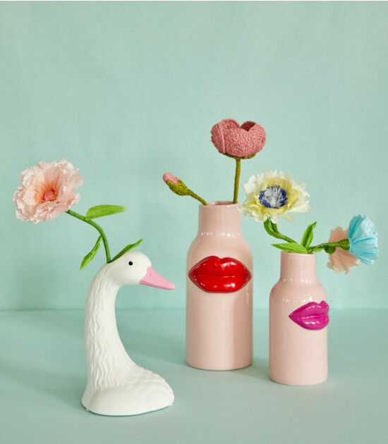 Rice Seramik Lips Vazo (S) // Pink - Fuchsia