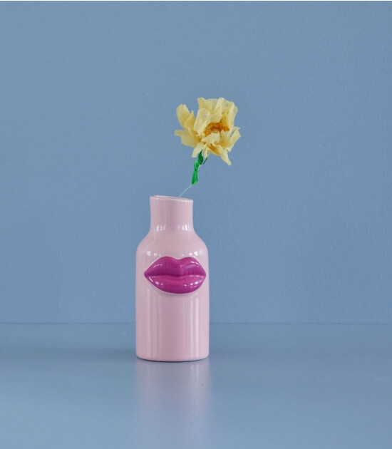 Rice Seramik Lips Vazo (S) // Pink - Fuchsia