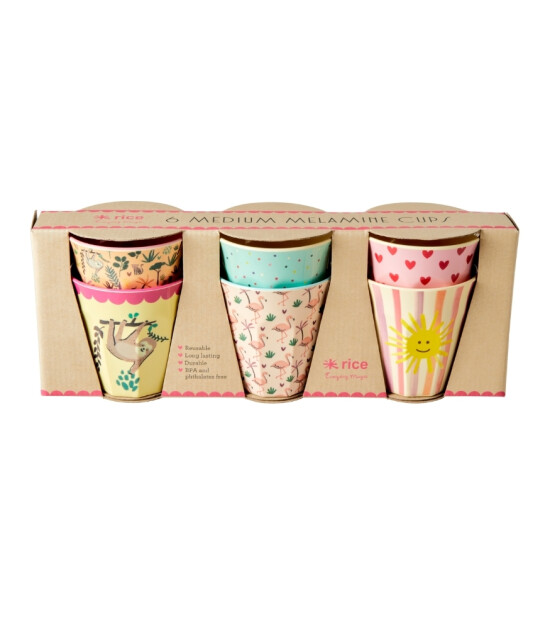 Rice Kids Melamin Bardak (M) Set // Pink Funky
