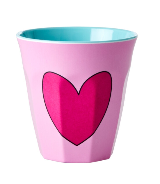 Rice Melamin Bardak - Medium // Heart - Pink
