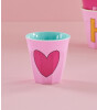 Rice Melamin Bardak - Medium // Heart - Pink