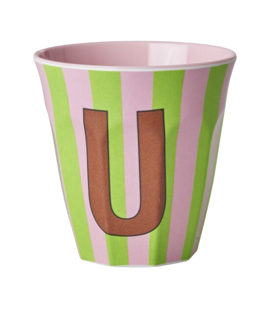 Rice Melamin Harf Bardak (M) // U - Stripe