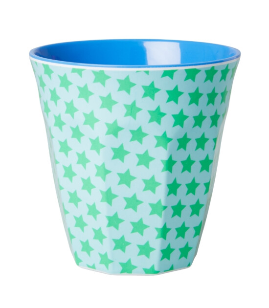 Rice Melamin Bardak (M) // Medium // Green and Turquoise Star