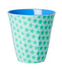 Rice Melamin Bardak (M) // Medium // Green and Turquoise Star