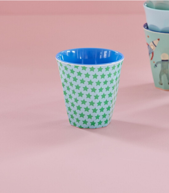 Rice Melamin Bardak (M) // Medium // Green and Turquoise Star