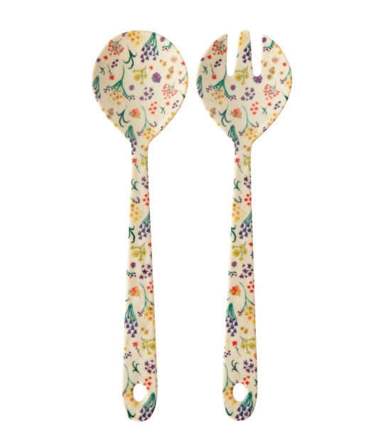 Rice Melamin Salata Kaşığı ve Çatalı // Wild Flowers