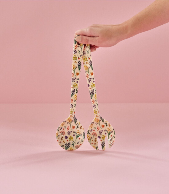 Rice Melamin Salata Kaşığı ve Çatalı // Wild Flowers