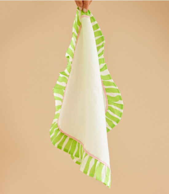 Rice Kumaş Peçete Set Çizgili Kenar // Green