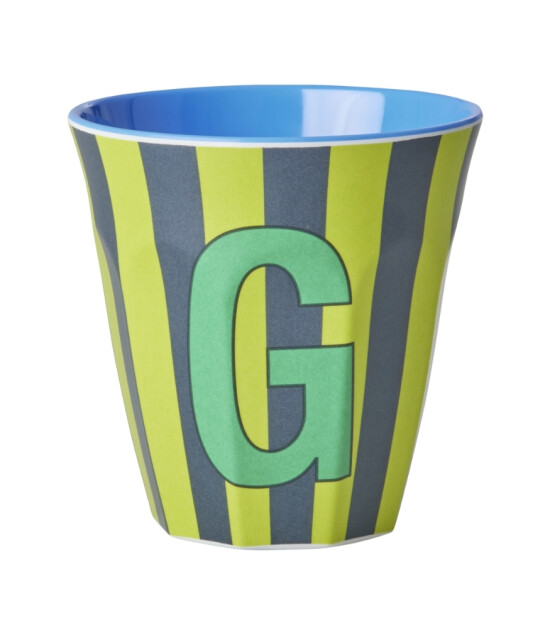Rice Melamin Harf Bardak - Medium // G - Stripes