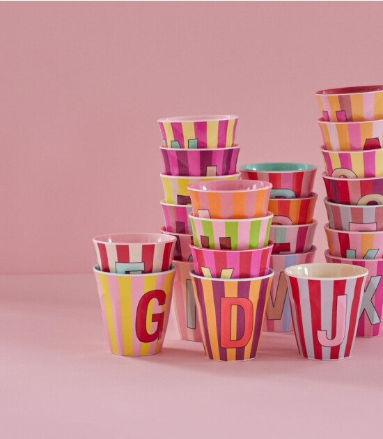 Rice Melamin Harf Bardak (M) // S - Stripe