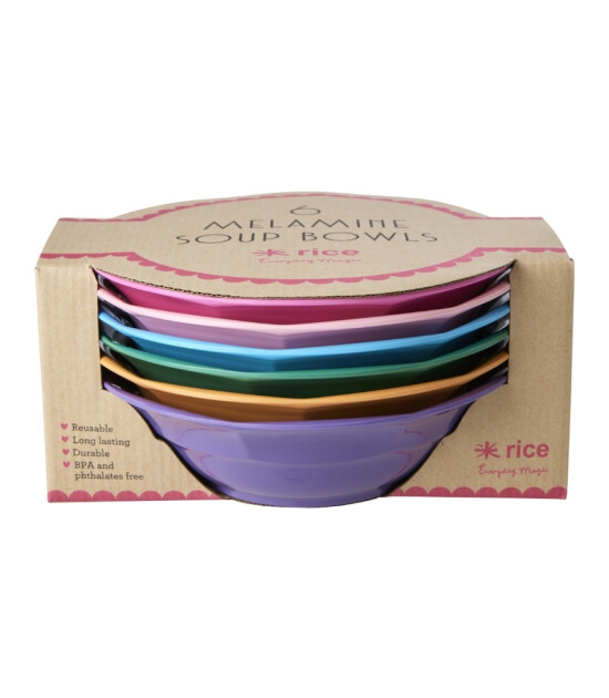 Rice Melamine Yemek Tabak Set // Colory (6 Adet)