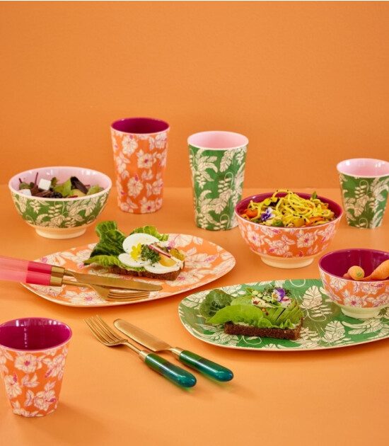 Rice Melamin Dikdörtgen Tepsi Tabak // Faded Hibiscus