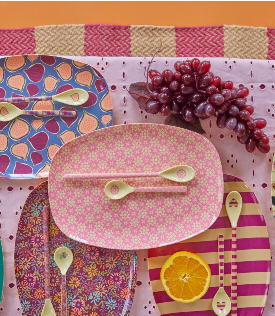 Rice Melamin Dikd&ouml;rtgen Tepsi Tabak // Graphic Flower