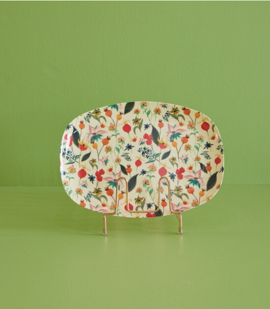 Rice Melamin Dikd&ouml;rtgen Tepsi Tabak // Winter Rosebuds