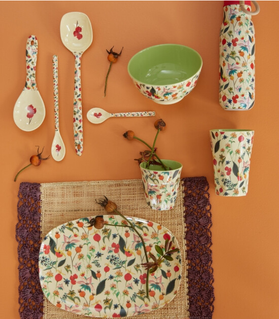 Rice Melamin Dikd&ouml;rtgen Tepsi Tabak // Winter Rosebuds