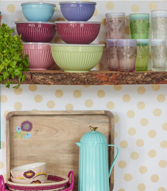 Rice Seramik Kase Set // Green & Aubergine & Lavender