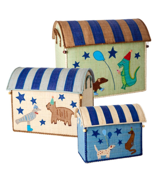 Rice Rafya Oyuncak Sepet Set // Blue Party Animal