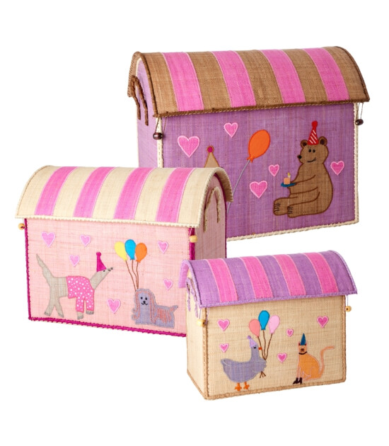 Rice Rafya Oyuncak Sepet Set // Pink Party Animal