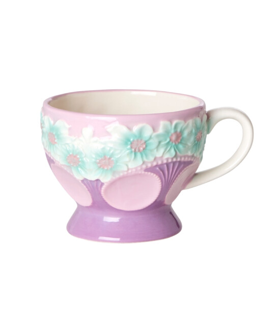 Rice Seramik Mug // Embossed Flower - Lavender