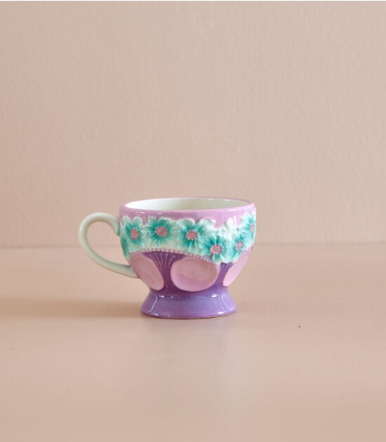 Rice Seramik Mug // Embossed Flower - Lavender