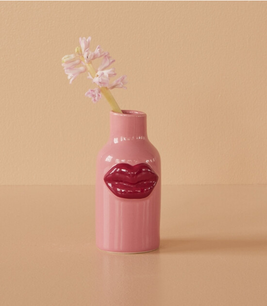 Rice Seramik Lips Vazo (XS) // Pink - Dark Pink