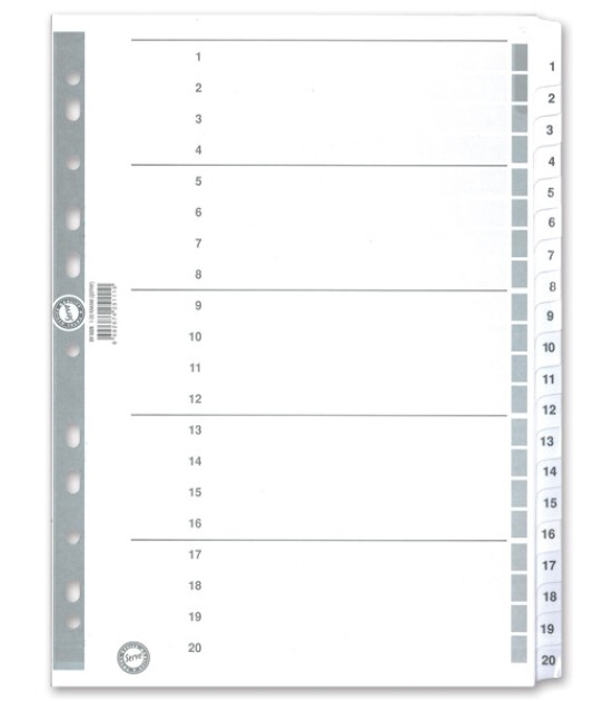 Serve Karton Ayra&ccedil; A4 // 1-20 Numara