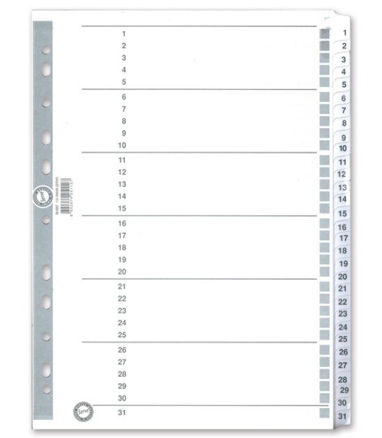 Serve Karton Ayra&ccedil; A4 // 1-31 Numara