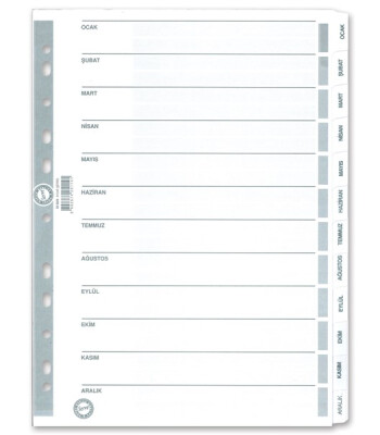 Serve Karton Ayraç A4 // Aylar