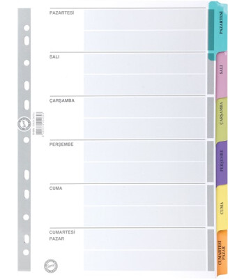 Serve Karton Ayraç A4 // Günler