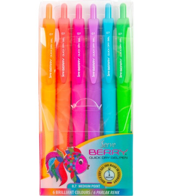 Serve Berry Jel Kalem 6 Adet Karma Blister (0.7 mm)