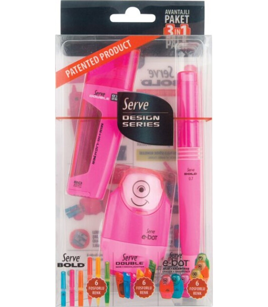 Serve Bold Kalem Seti (0.7 mm) // Pembe