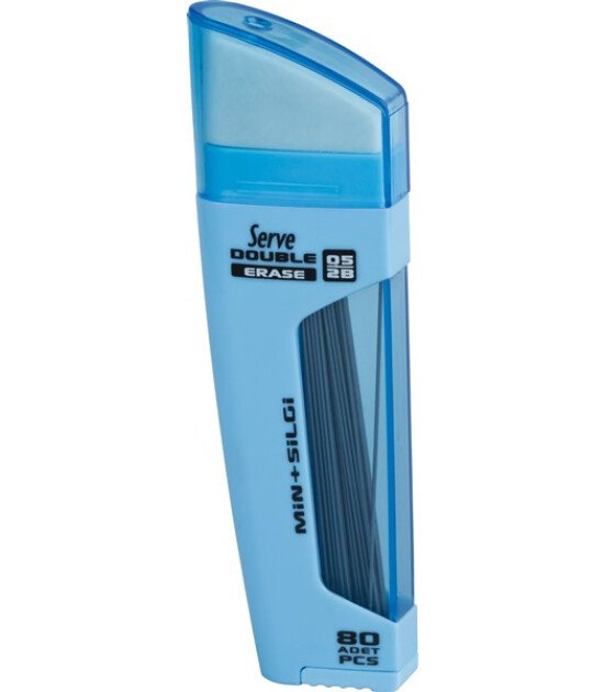 Serve Double Min + Kurşun Kalem Ucu - Silgi (0.5 mm) // G&ouml;k Mavi