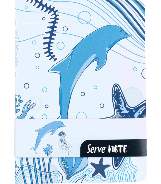 Serve Note Defter Doğa Desenli // G&ouml;k Mavi