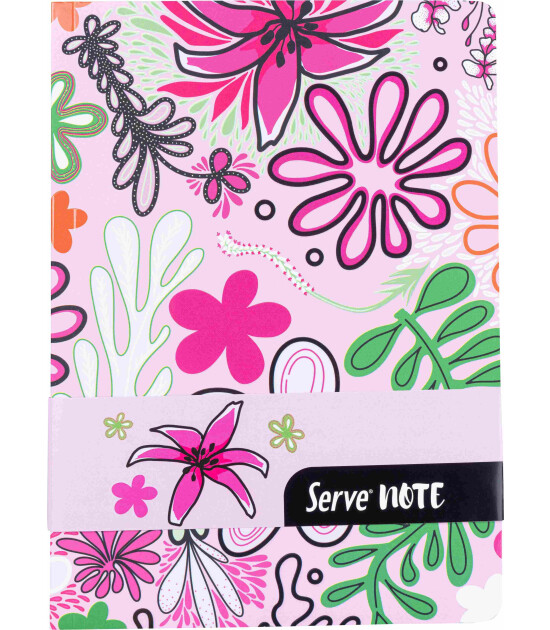 Serve Note Defter Doğa Desenli // Şeker Pembe