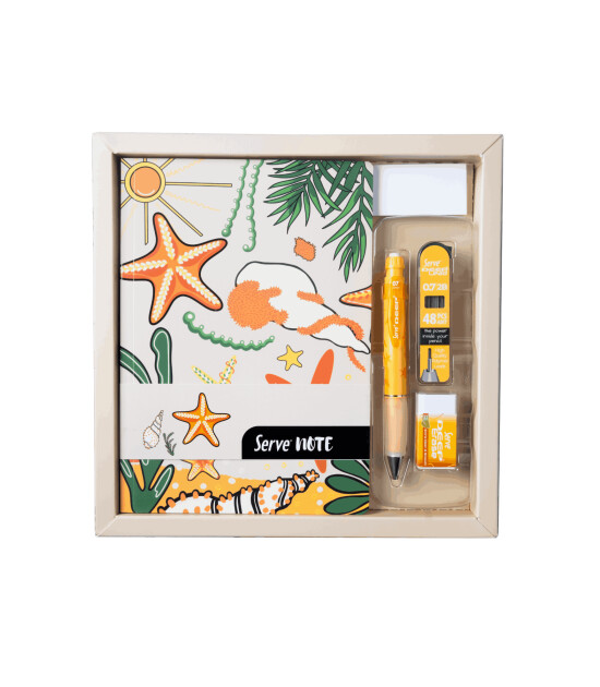 Serve Desenli Defter Seti // Hardal Sarı