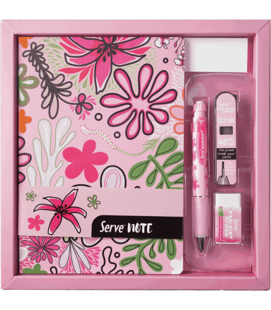 Serve Desenli Defter Seti // Şeker Pembe