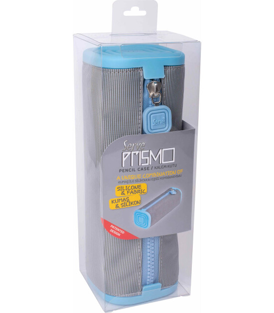 Serve Prismo Kare Kalem Kutu // A&ccedil;ık Gri - G&ouml;k Mavi