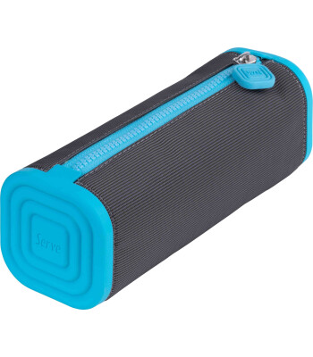 Serve Prismo Kare Kalem Kutu // Koyu Gri - Fosforlu Mavi