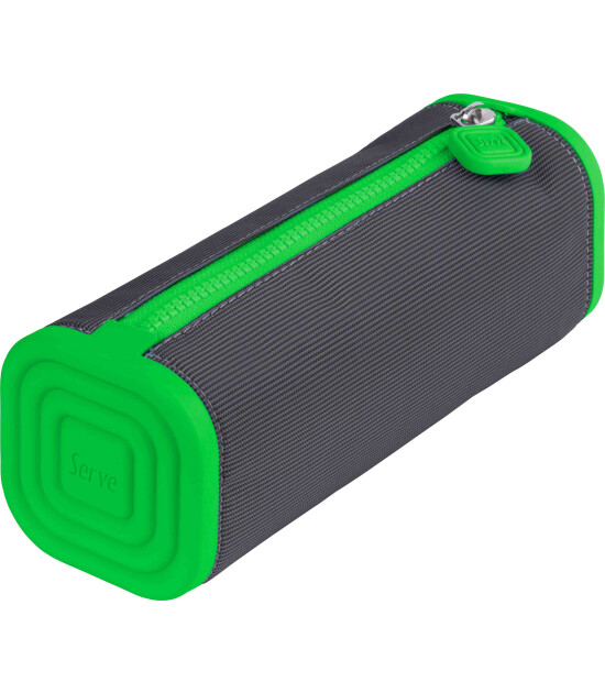 Serve Prismo Kare Kalem Kutu // Koyu Gri - Fosforlu Yeşil