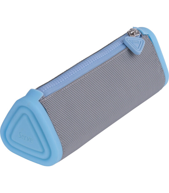 Serve Prismo &Uuml;&ccedil;gen Kalem Kutu // A&ccedil;ık Gri - G&ouml;k Mavi