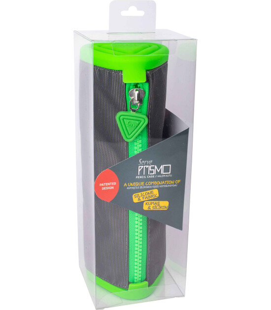 Serve Prismo &Uuml;&ccedil;gen Kalem Kutu // Koyu Gri - Fosforlu Yeşil