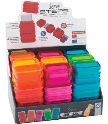 Serve Steps Silgili Kalemtıraş Karışık Renk (9 Adet)