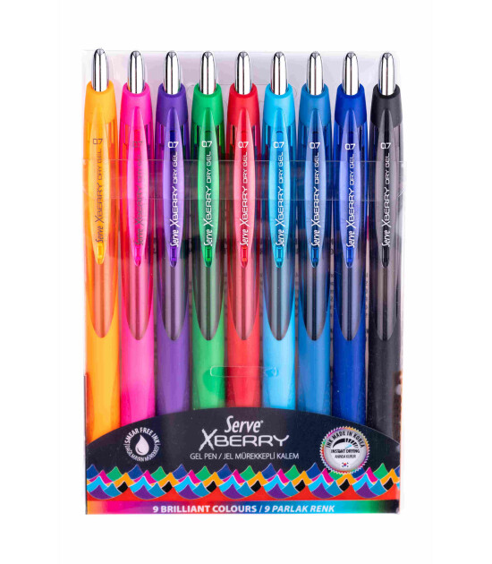 Serve x Berry Jel Kalem Yuvarlak U&ccedil; 9 Adet (0.7 mm)