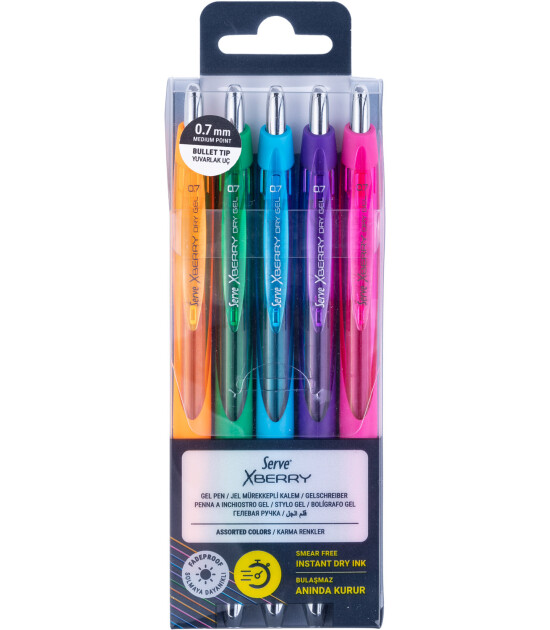 Serve x Berry Jel Kalem Yuvarlak U&ccedil; 5 Adet (0.7 mm)