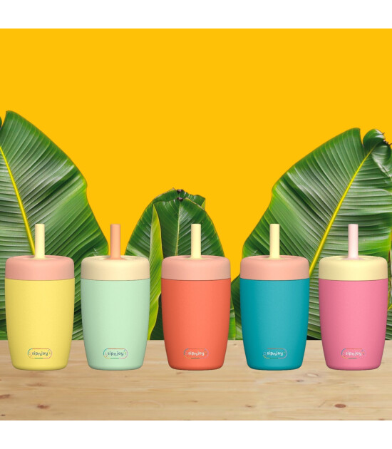 Sipnjoy StrawBuddy Tumbler Termos Pipetli Suluk (360 ml ) // Pembe