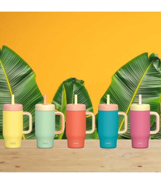 Sipnjoy HandleHug Tumbler Termos Pipetli Suluk (550 ml) // Pembe