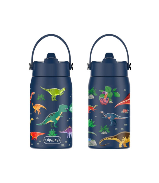 Sipnjoy Lil'Straw Çocuk Su Termosu (420 ml) // Dino Roar