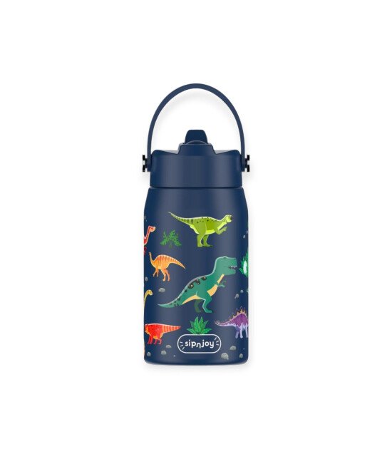 Sipnjoy Lil'Straw Çocuk Su Termosu (420 ml) // Dino Roar