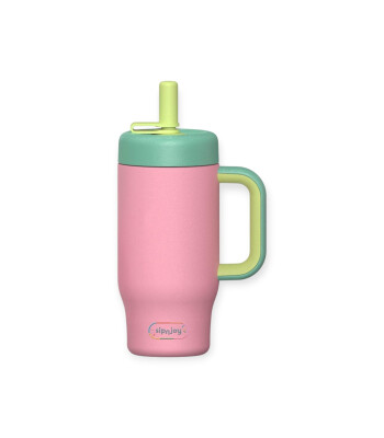 Sipnjoy HandleHug Tumbler Termos Pipetli Suluk (550 ml) // Pudra Pembe