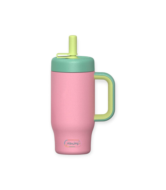 Sipnjoy HandleHug Tumbler Termos Pipetli Suluk (550 ml) // Pudra Pembe